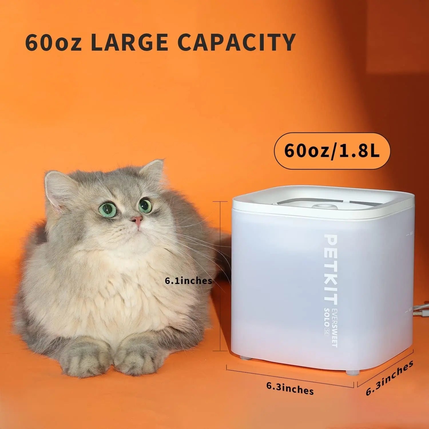 Wireless Pet Water Fountain for Cats and Small Dogs, 1.85L Capacity