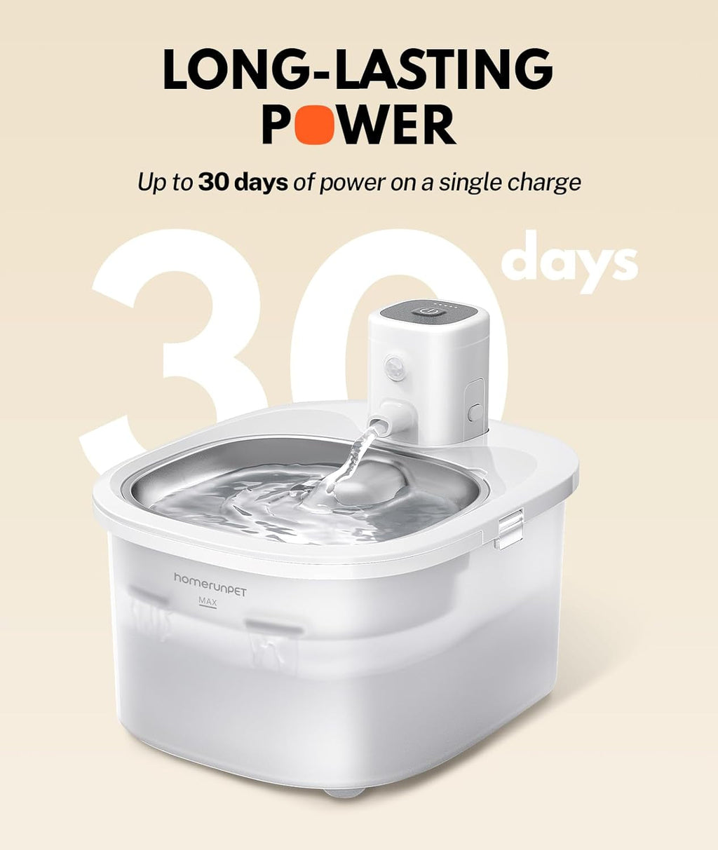Wireless Stainless Steel Pet Water Fountain, 2.5L