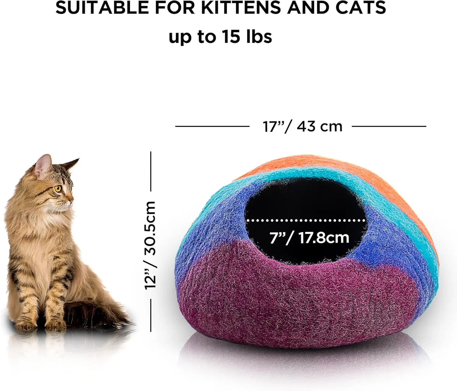 Handmade Merino Wool Felt Cat Cave Bed