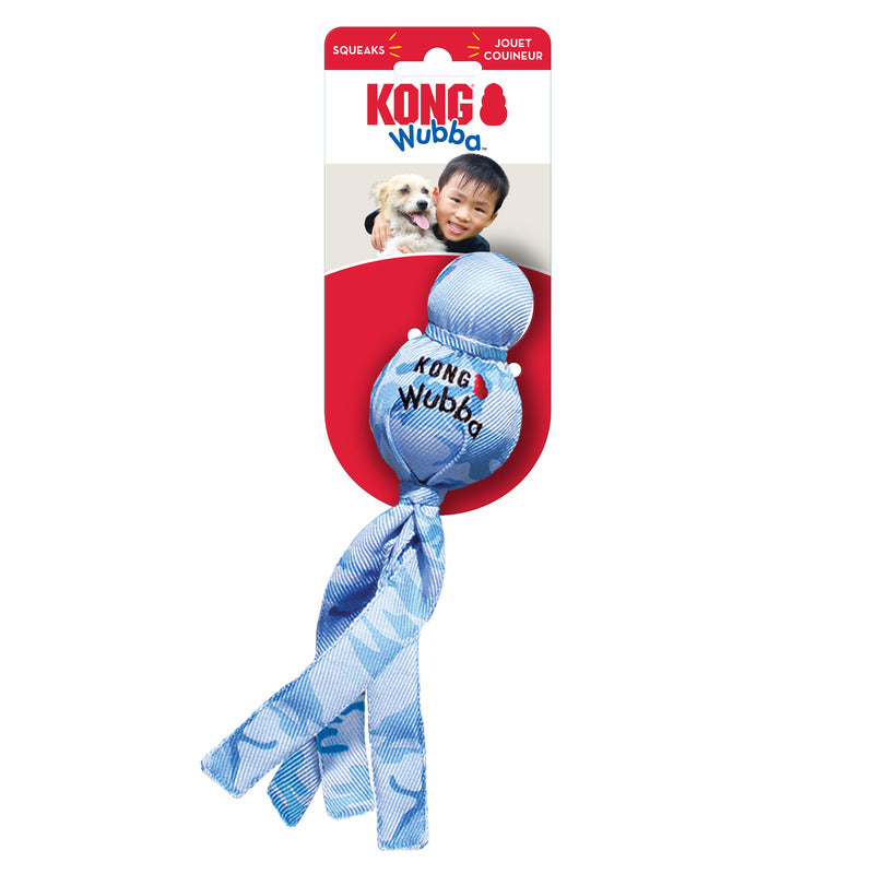 KONG Camo Wubba Dog Toy with Squeaker and Floppy Tails