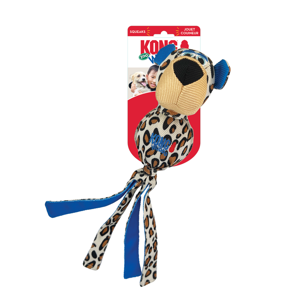 KONG Wubba Zoo Dog Toy with Floppy Tails and Squeaker