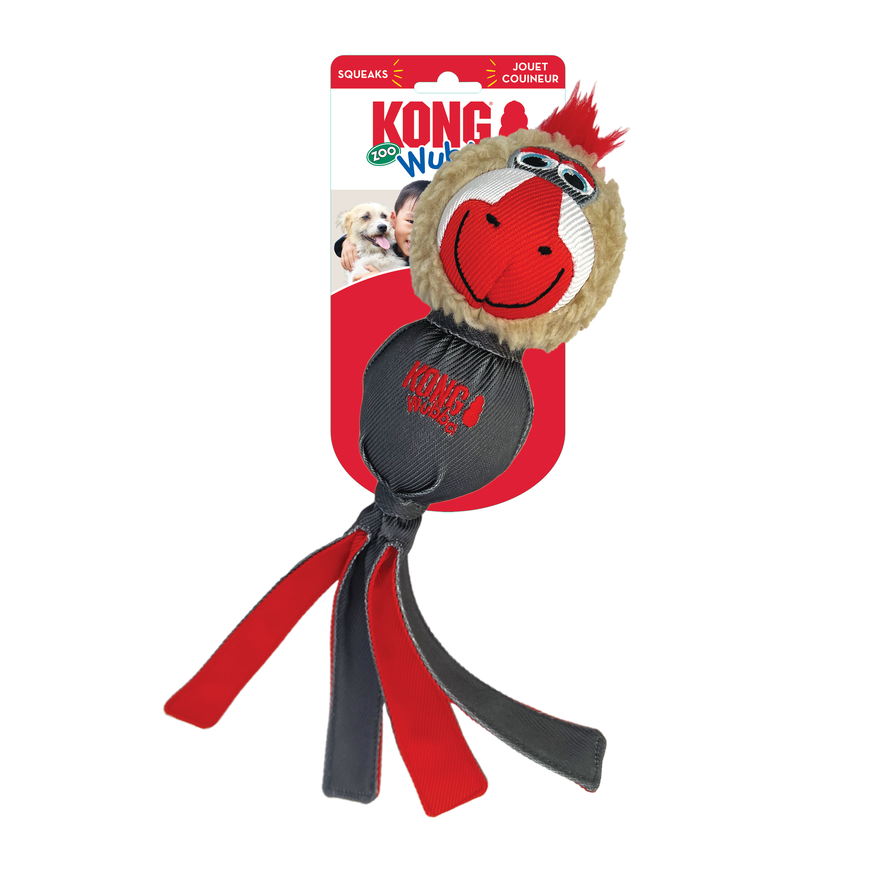 KONG Wubba Zoo Dog Toy with Squeaker and Floppy Tails