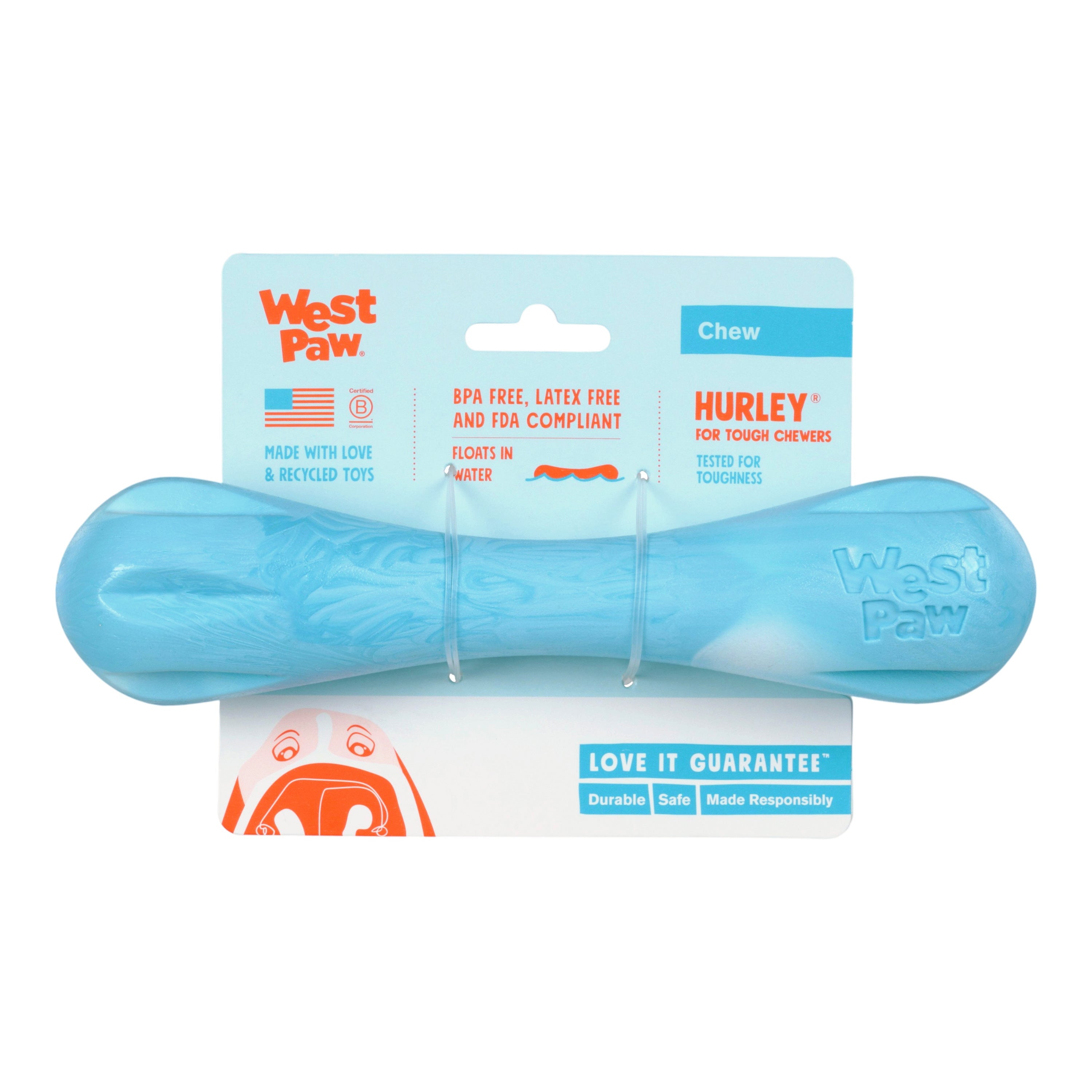 Hurley Tough Dog Chew Toy – Bone-Shaped, Non-Toxic, Floatable