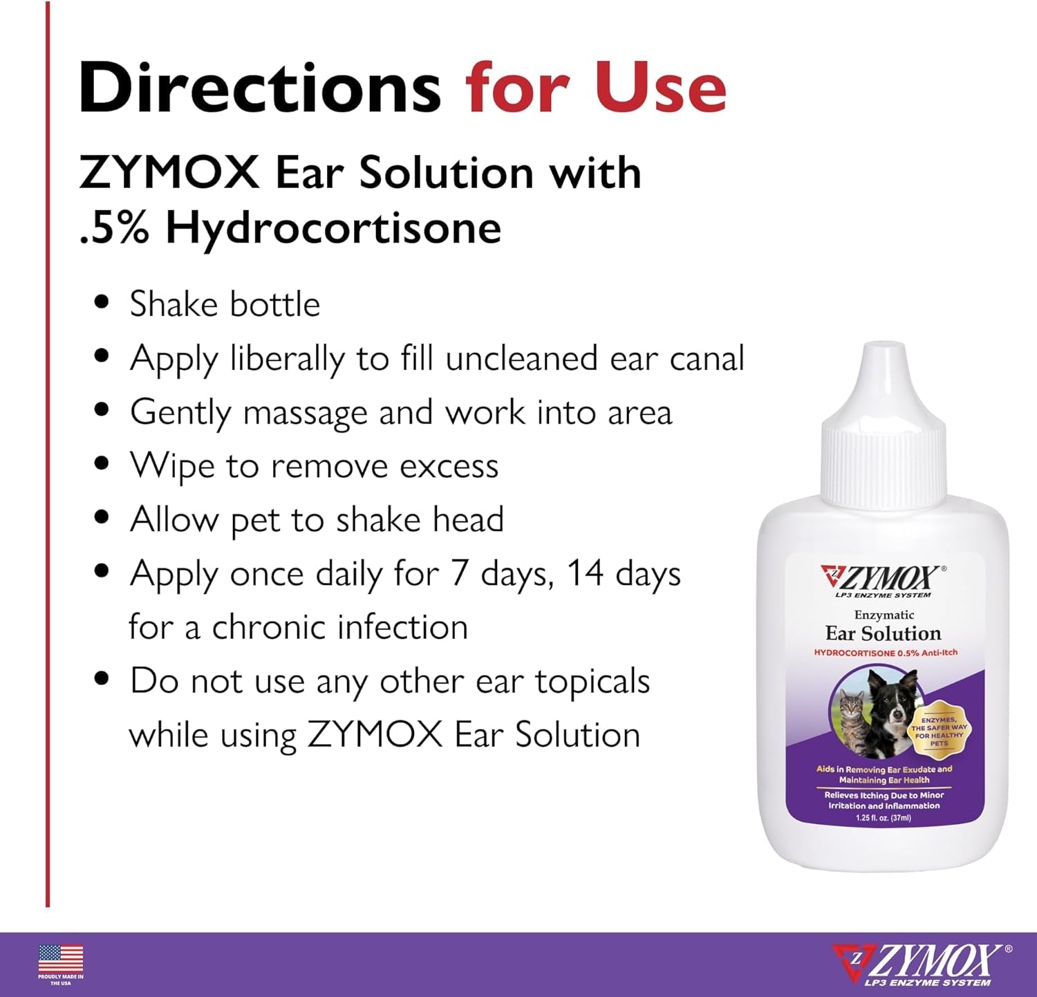 ZYMOX Enzymatic Ear Solution for Dogs & Cats, 1.25 oz