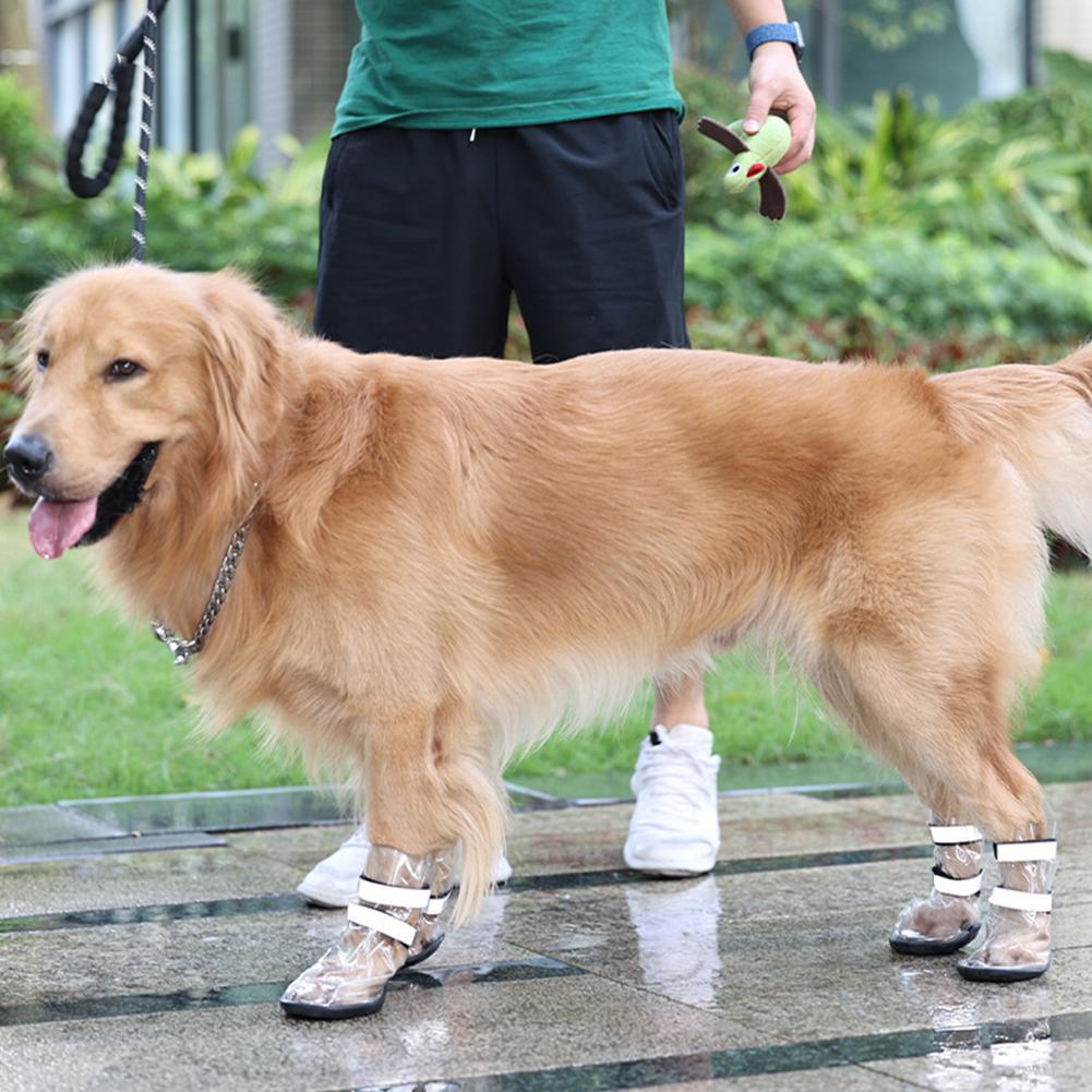 Waterproof PVC Dog Shoes, Non-Slip, Black, Set of 4