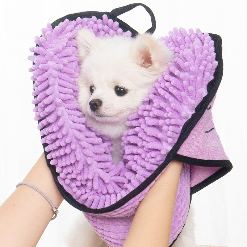 Chenille Dog Towel with Double Pockets, 62 x 23 cm