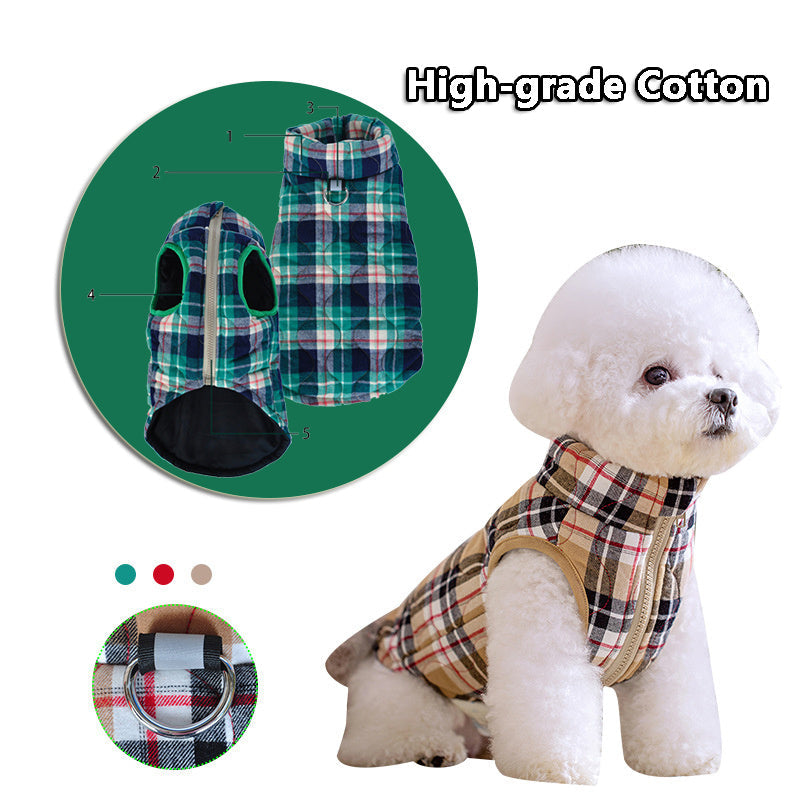 Quilted Cotton Pet Jacket with Reflective Webbing, XS–6XL