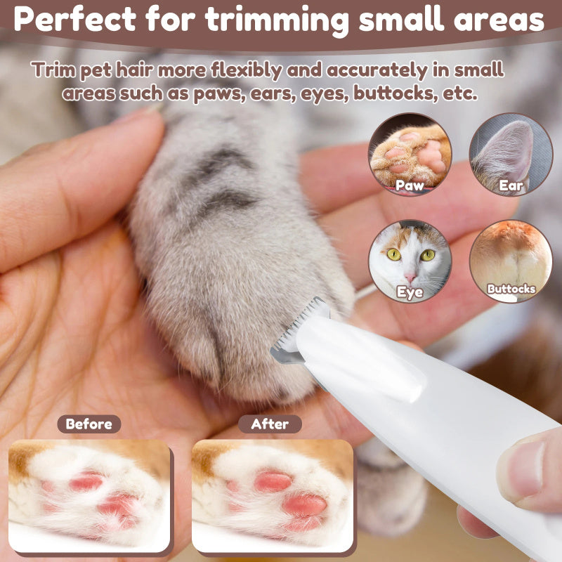 Dog Paw Trimmer with LED Light and Smart Display, White
