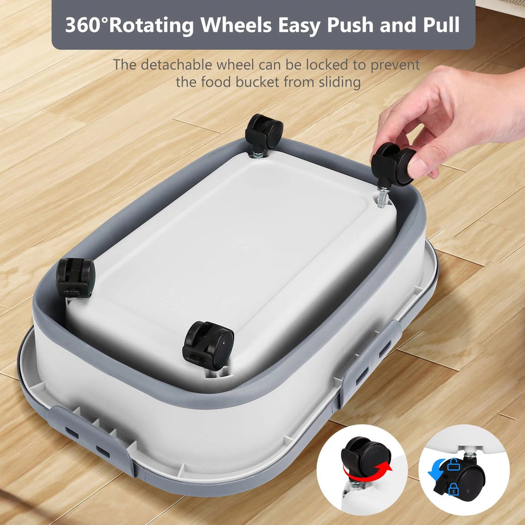 Collapsible Pet Food Storage Container with Wheels, 20 lb Capacity
