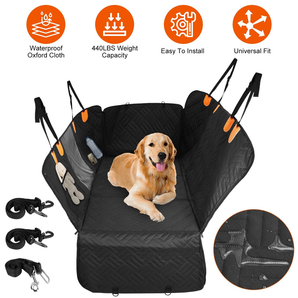 Waterproof Dog Car Seat Cover with Mesh Window and Side Flaps