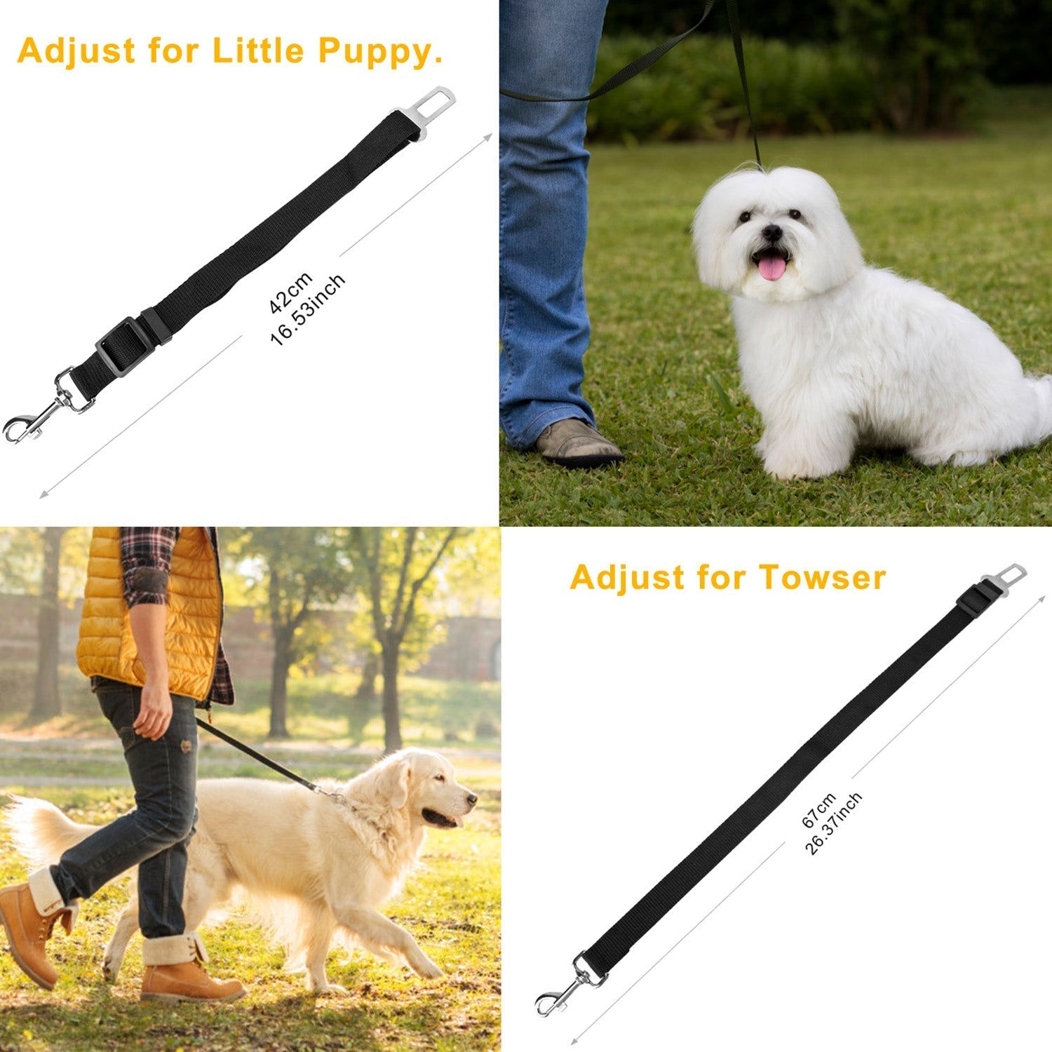 Adjustable Pet Seat Belt Leash, Pack of 2 – For Dogs & Cats