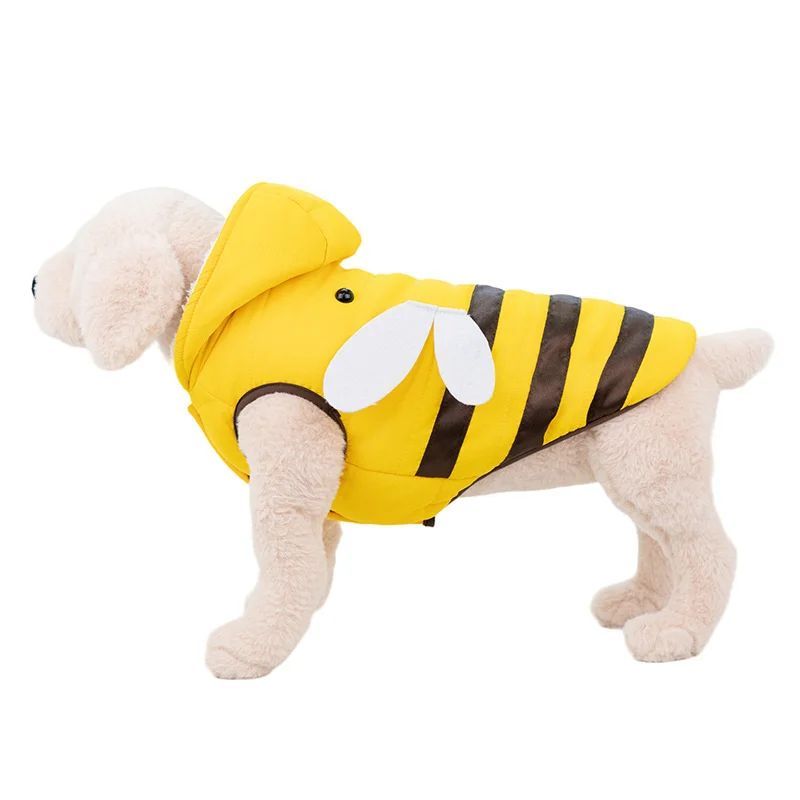 Yellow Velvet-Lined Pet Coat for Cats and Dogs