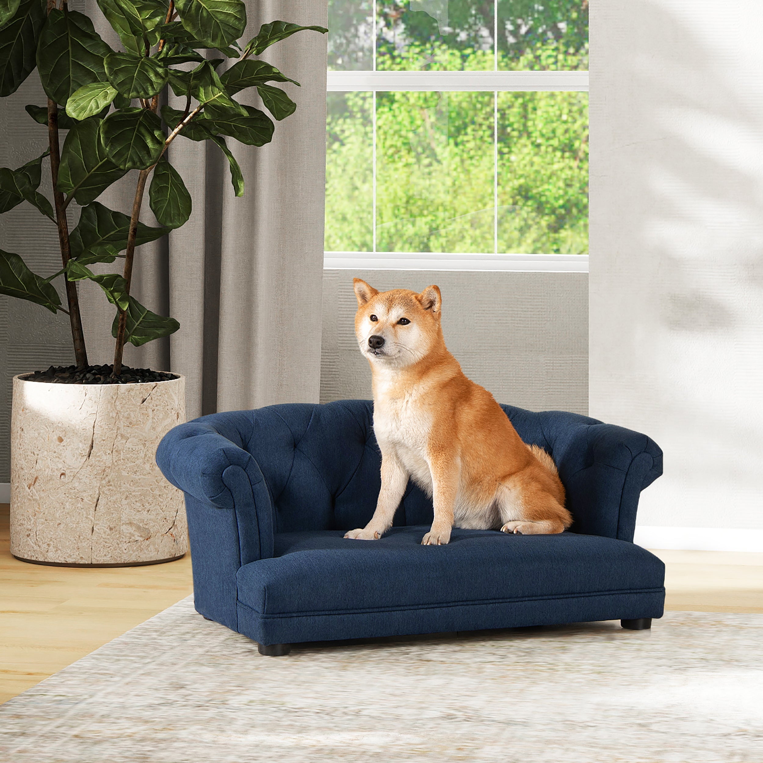 Blue Chesterfield Pet Sofa for Small and Medium Pets