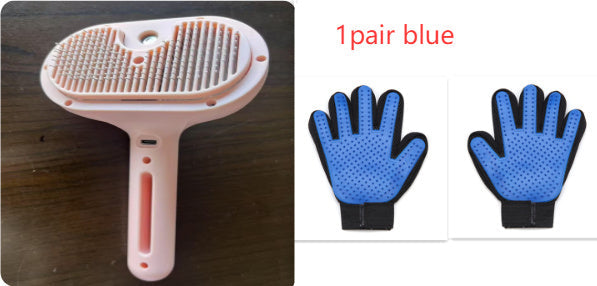 Pet Hair Brush with Angled Bristles and Misting Function, White