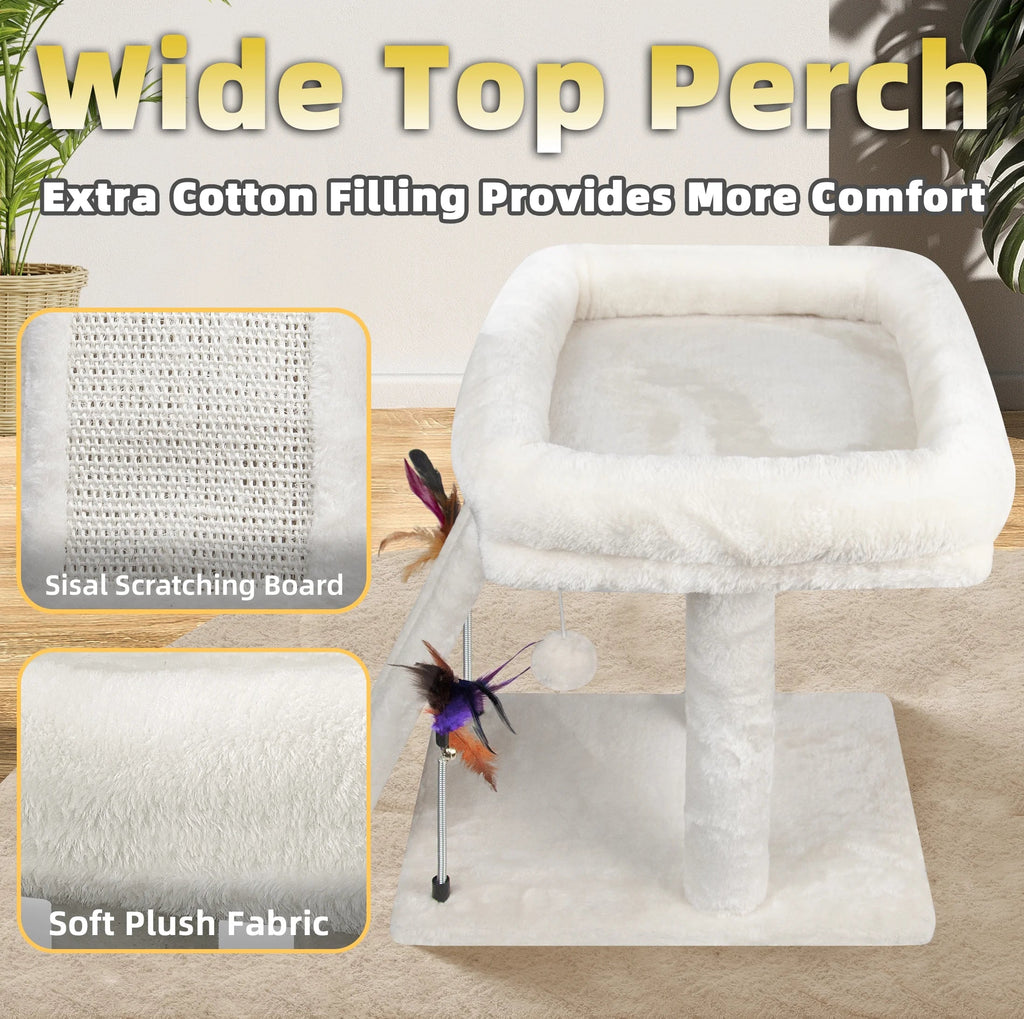 17.7" Cat Tree with Scratching Pad and Play Balls, Gray