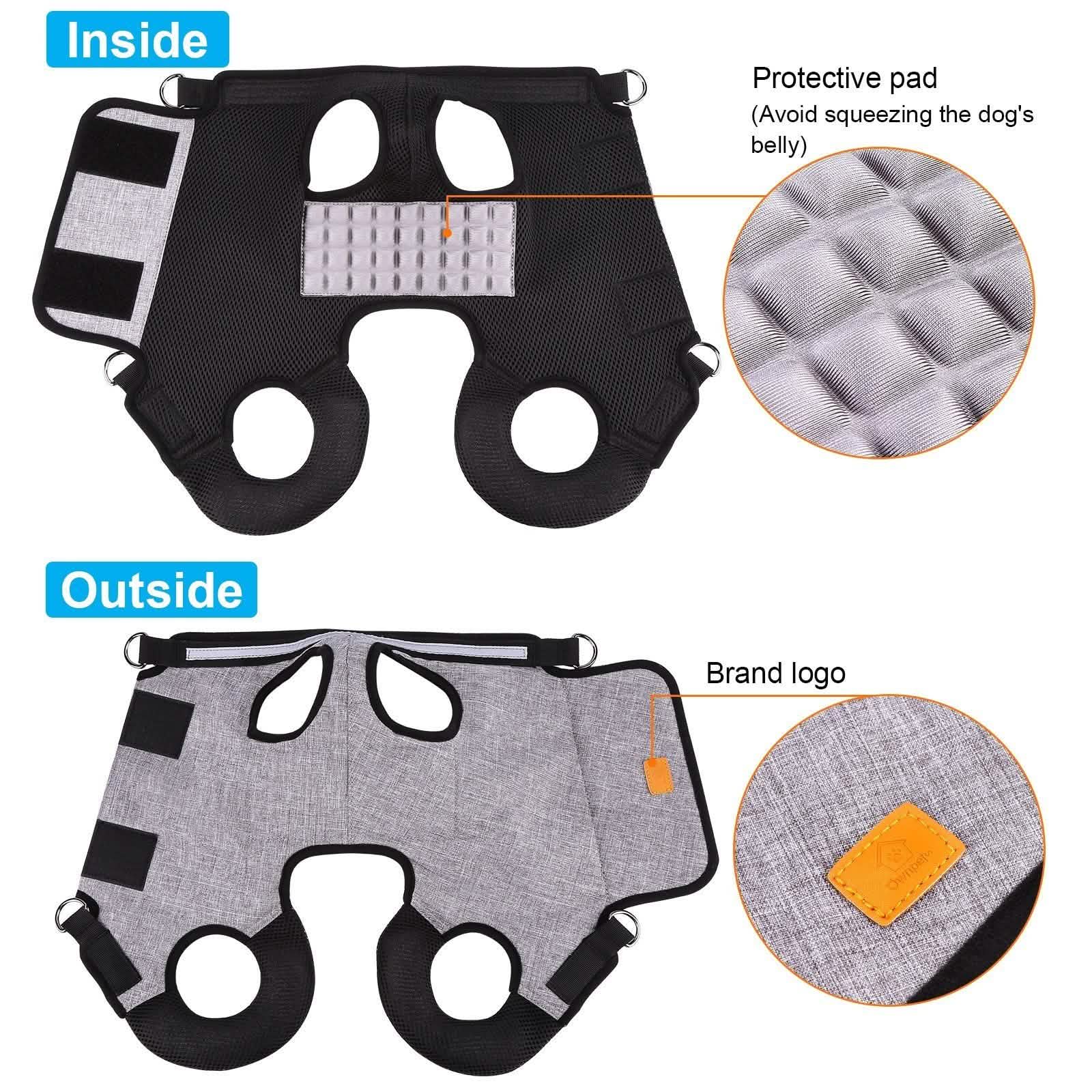 Adjustable Dog Lift Harness with Reflective Straps, 16.5"-19" Neck