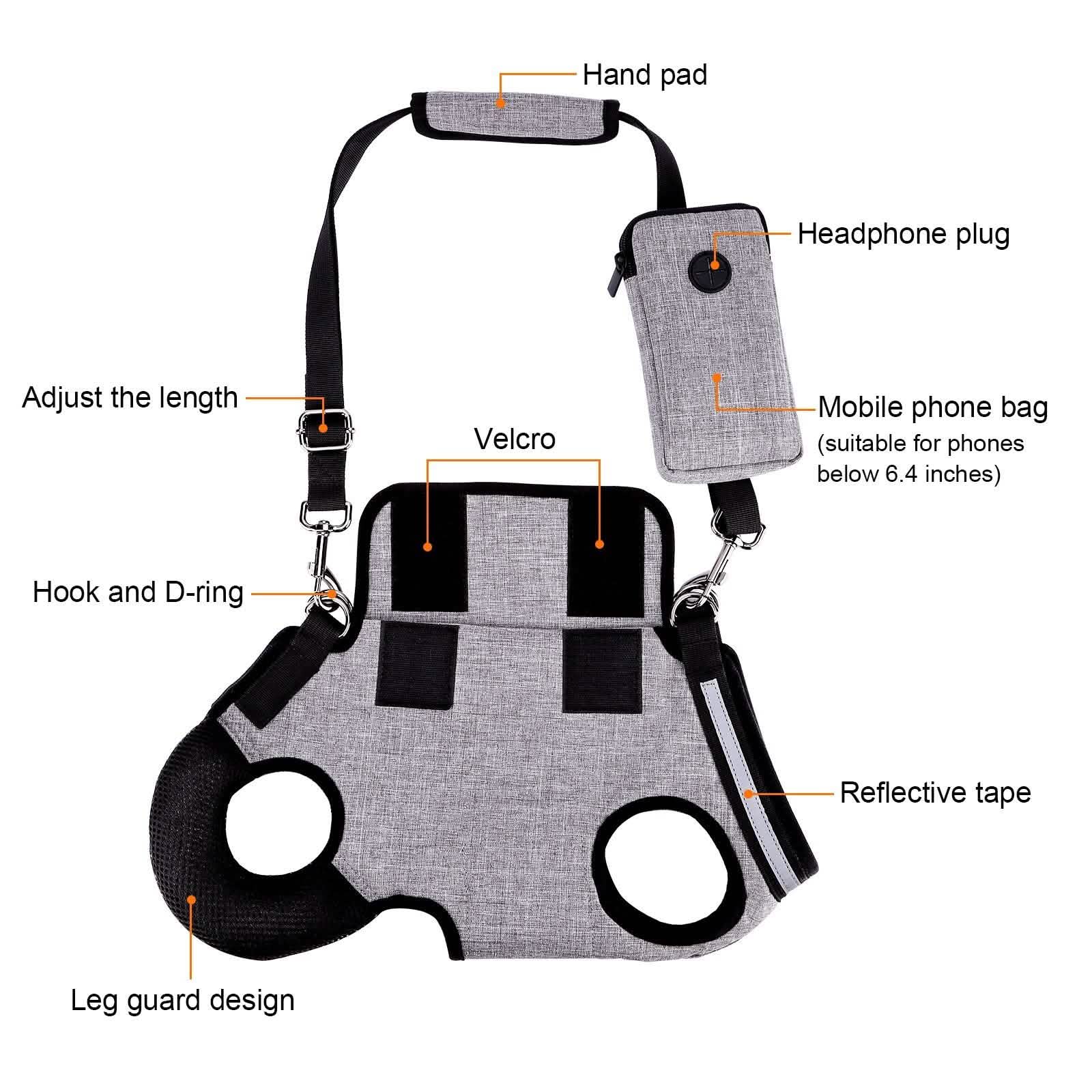 Adjustable Dog Lift Harness with Reflective Straps, 16.5"-19" Neck