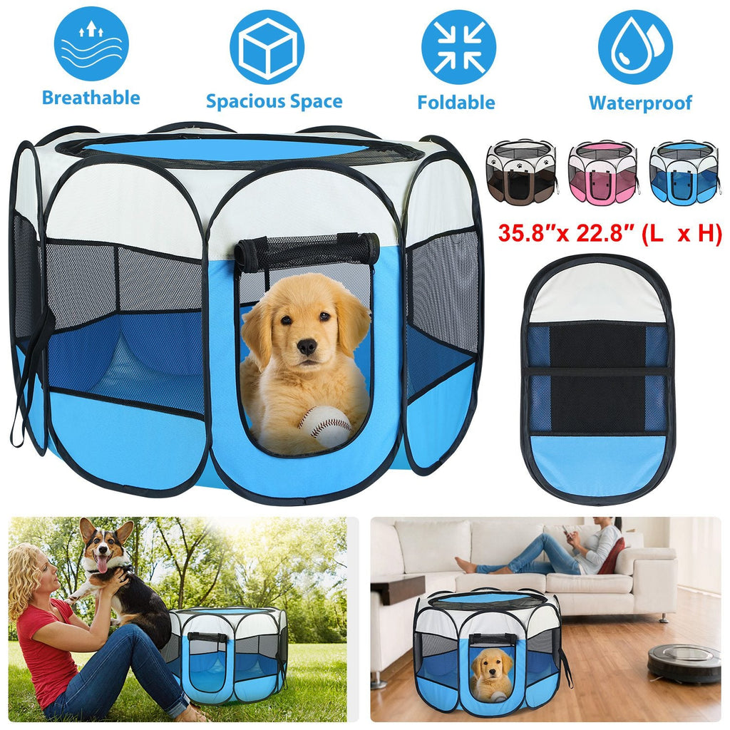 Foldable Pet Tent Exercise Pen for Dogs, Cats, and Small Pets
