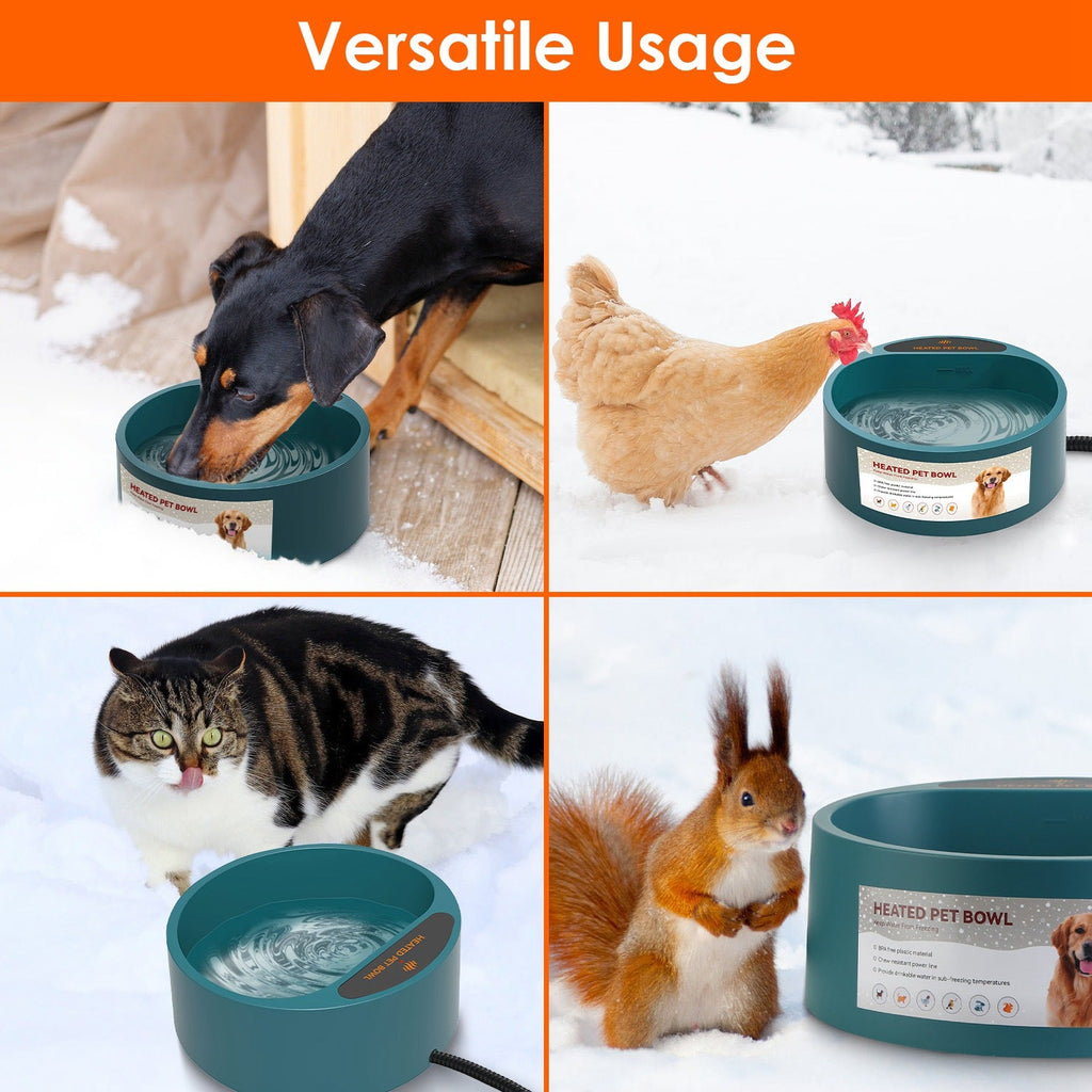 Heated Pet Water Bowl, 74.4 oz, IP67 Waterproof for Dogs, Cats & Rabbits
