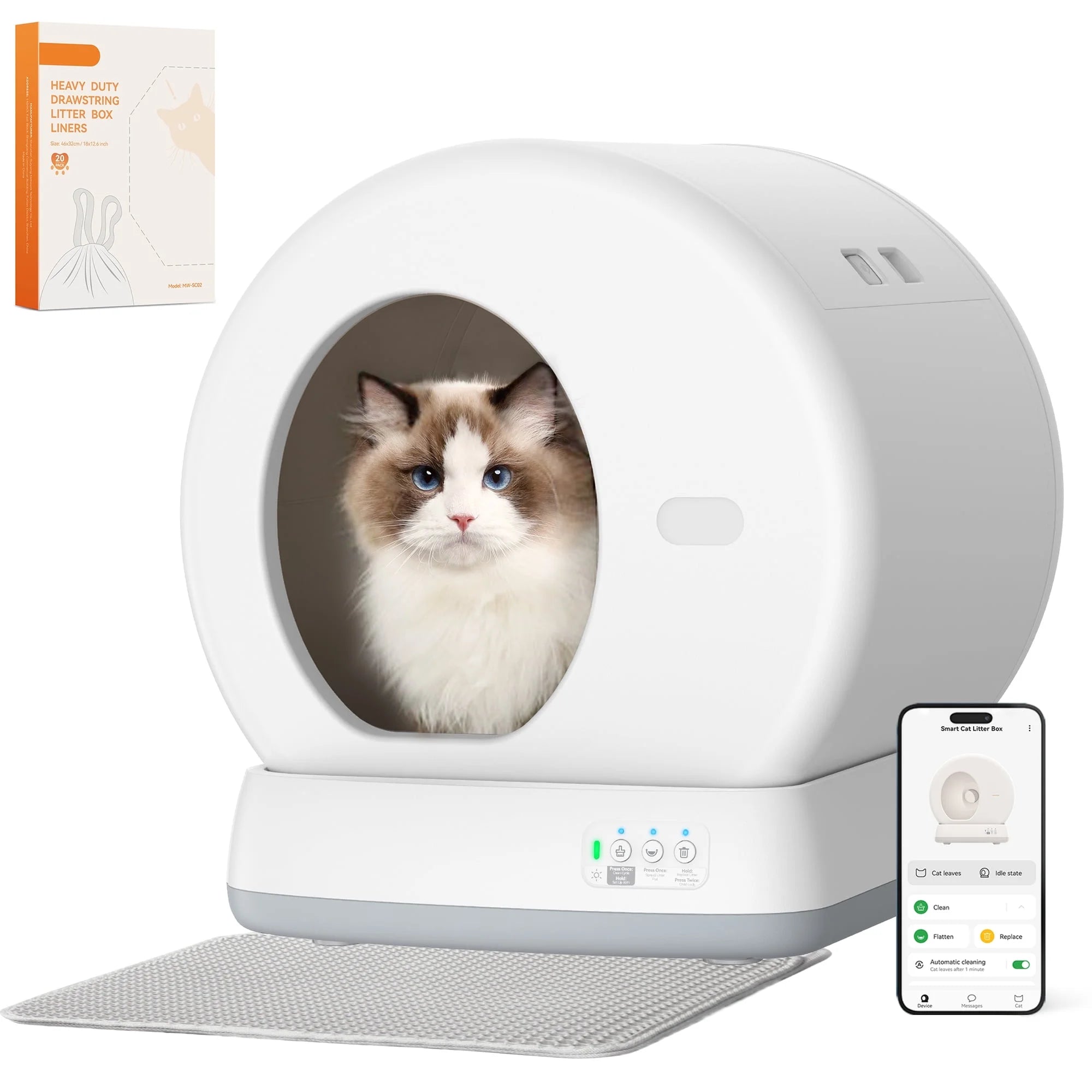 Smart Automatic Self-Cleaning Cat Litter Box with App Control