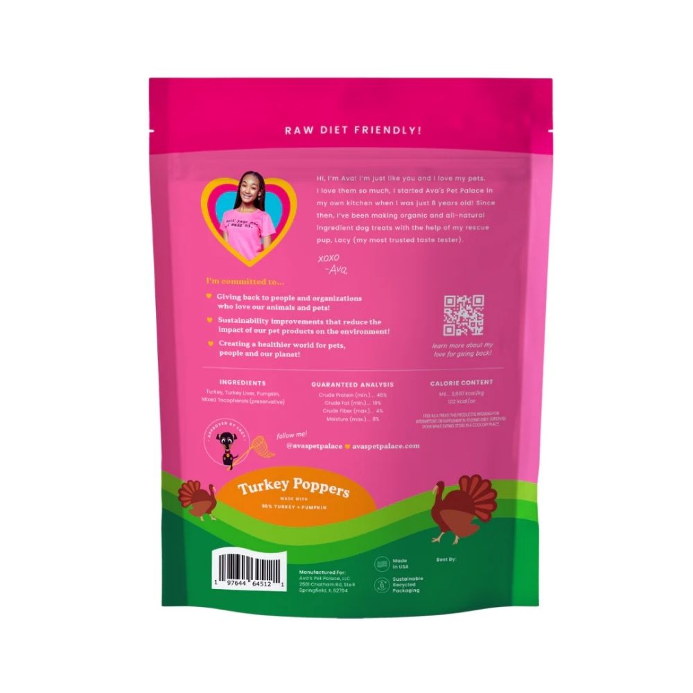 Freeze-Dried Turkey Poppers Dog Treats with Pumpkin, 3 oz