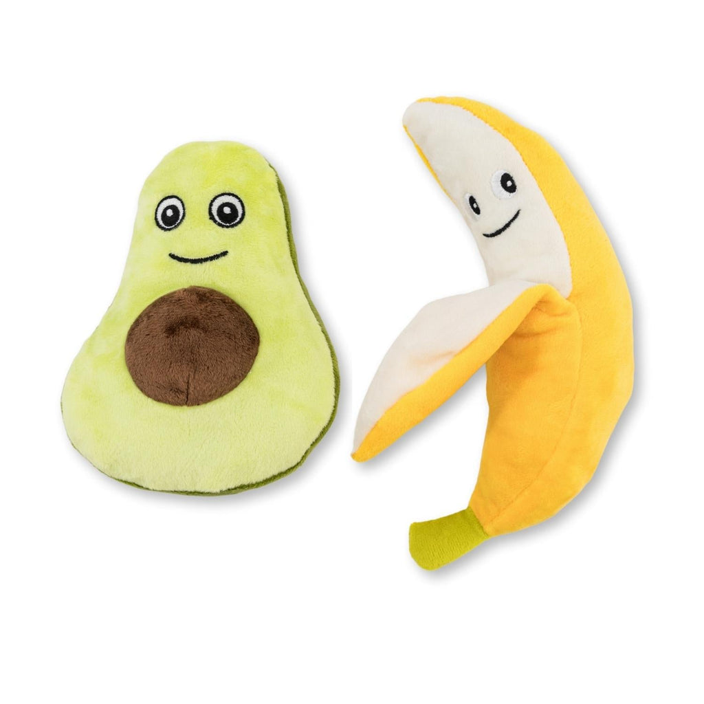 Good Fat BFF Avocado & Banana Plush Dog Toy Set
