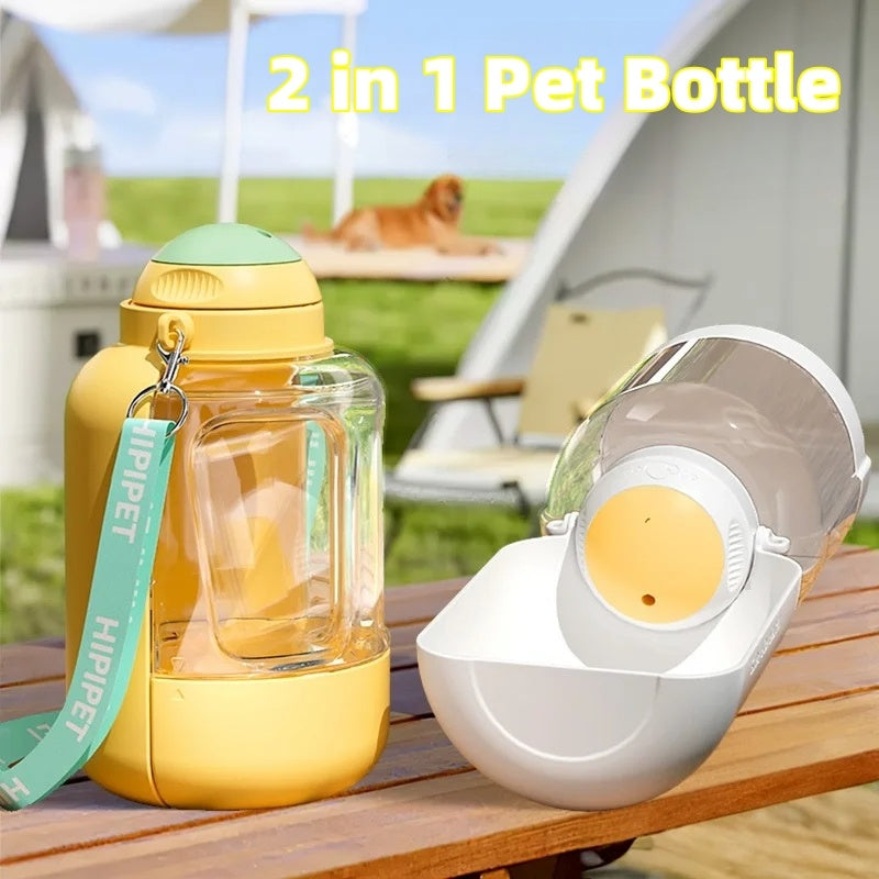 2-in-1 Dog Water Bottle and Food Container, 1000ml Capacity