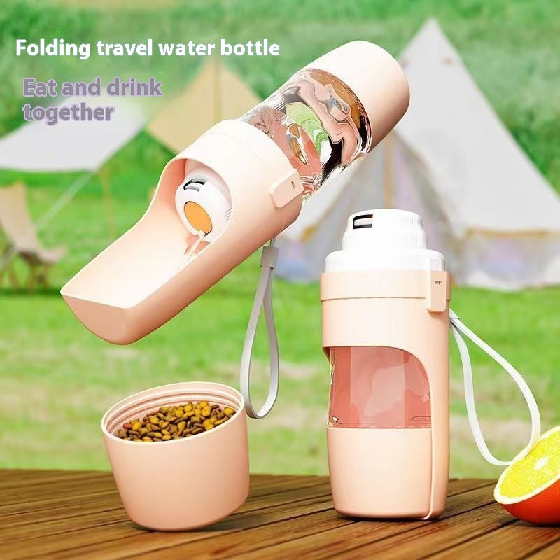 2-in-1 Travel Dog and Cat Water Bottle with Food Container, 690ml