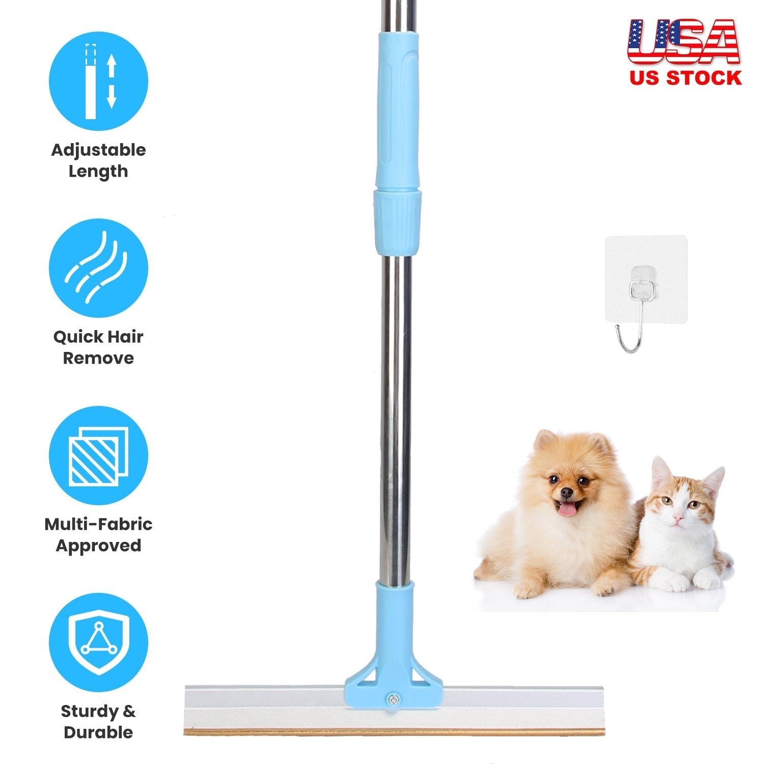 Pet Hair Removal Rake with Telescopic Handle