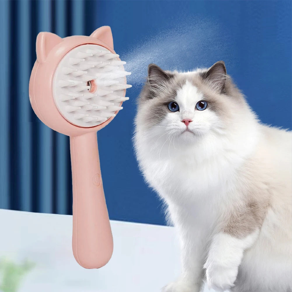 Rechargeable Pet Grooming Brush with Steam Massage, Yellow