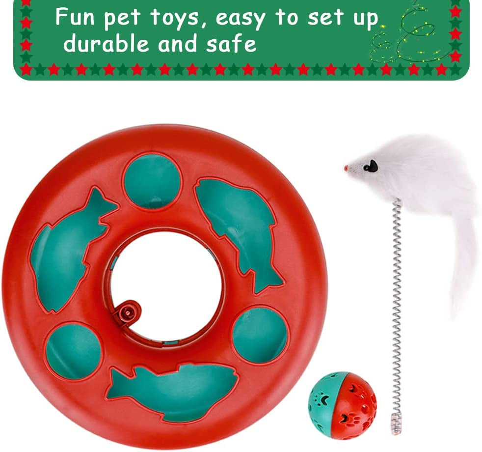 Interactive Cat Toy Set with Track, Mouse, and Rolling Ball