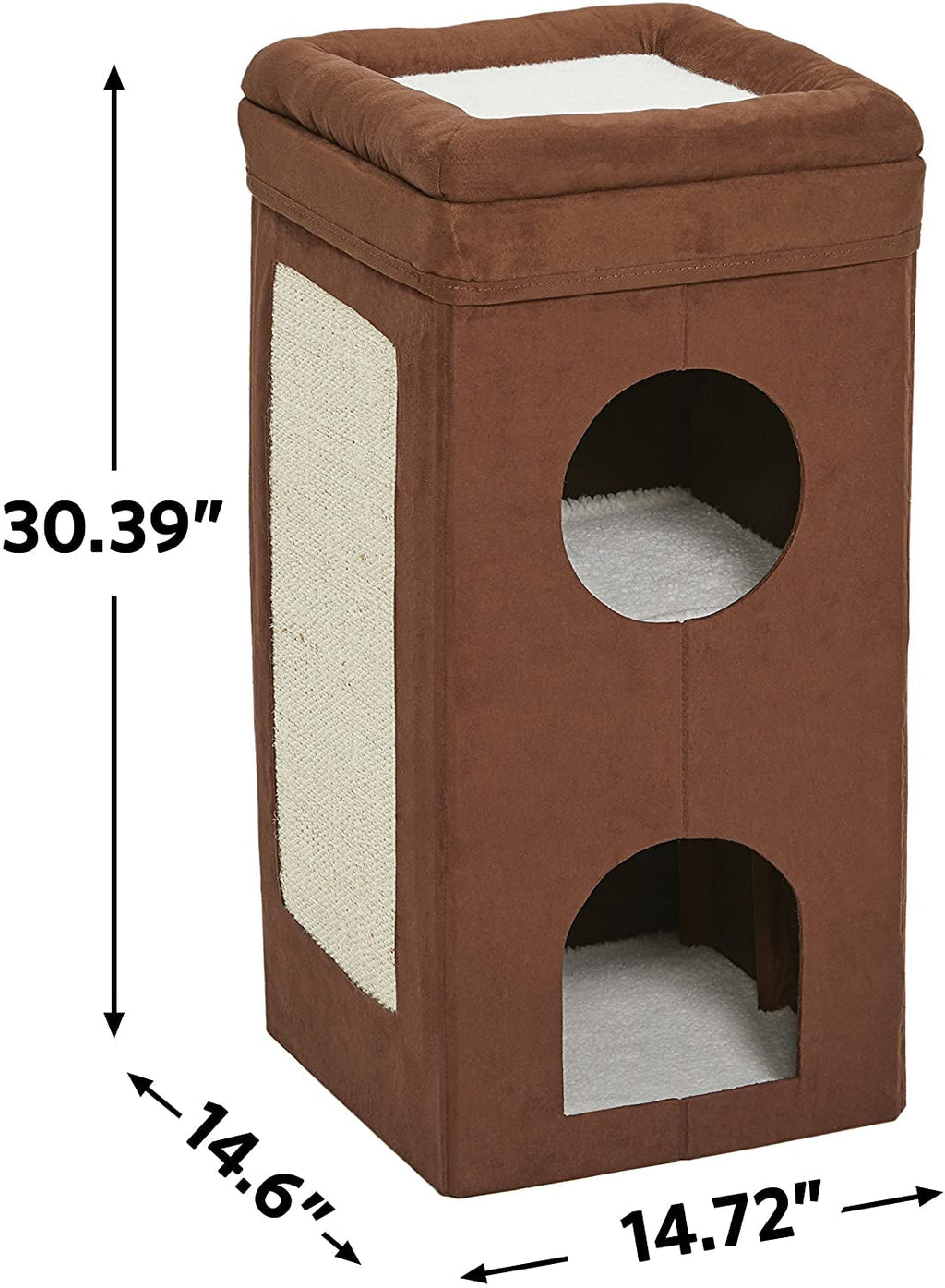 Three-Tier Cat Cube Condo with Scratching Panel and Hideouts