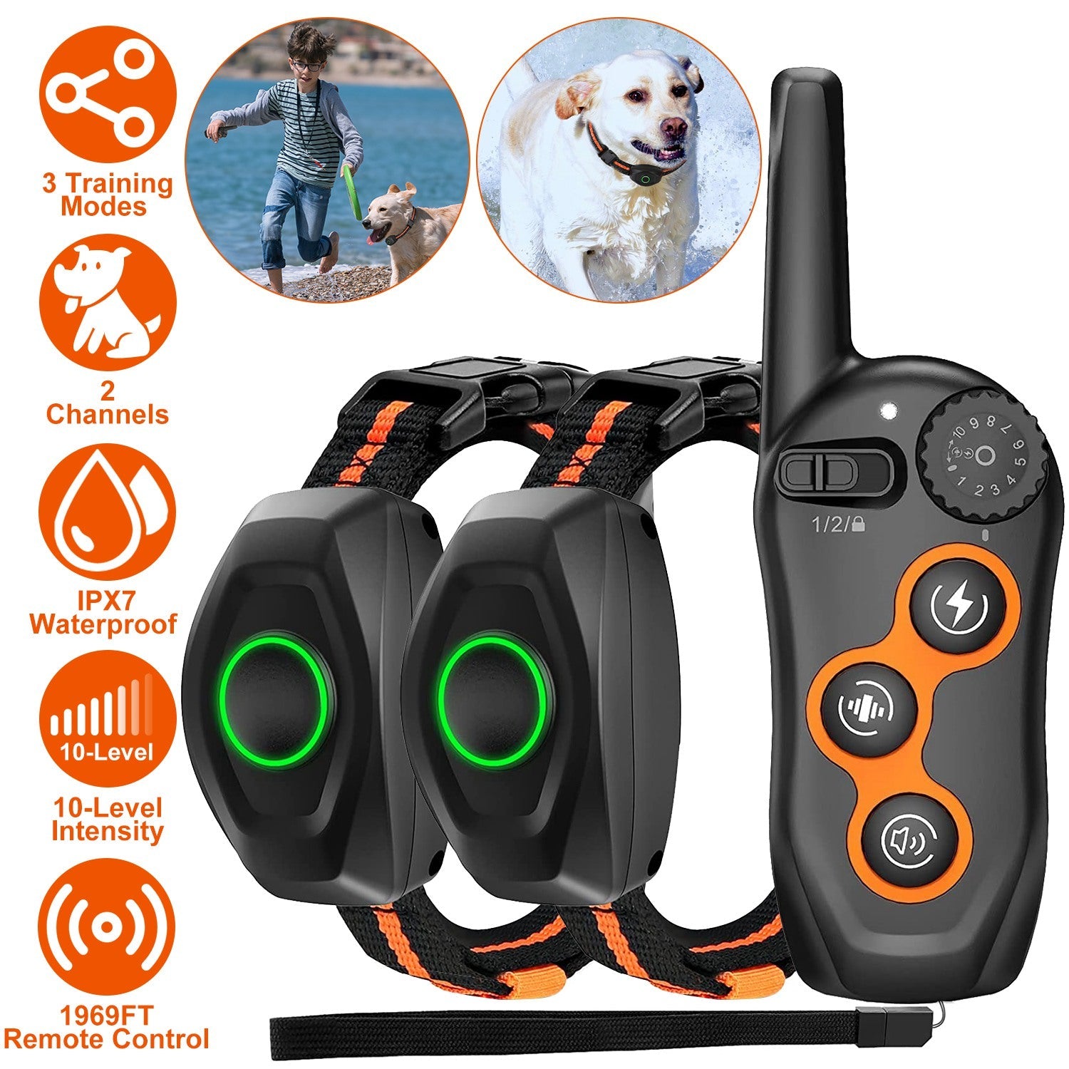 Dog Training Collar with Remote, Waterproof, 3 Modes, Long Range