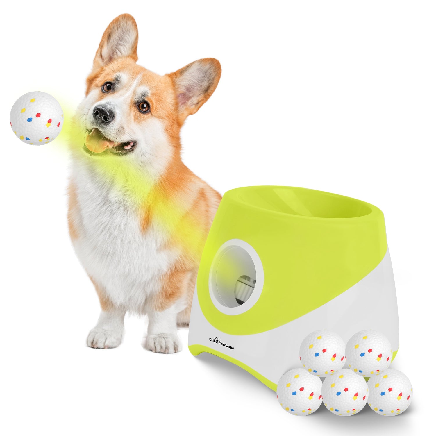 Automatic Ball Launcher for Small & Medium Dogs, 6 ETPU Balls Included