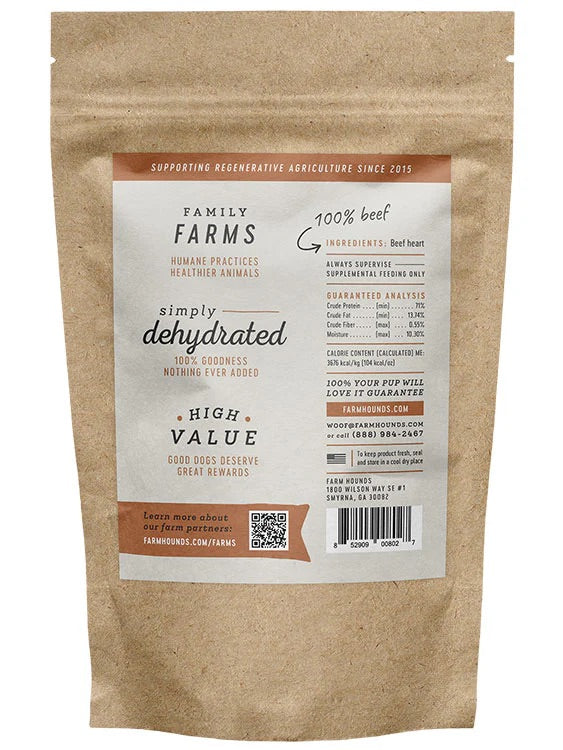 Dehydrated Beef Heart Dog Treats, Single Ingredient, 4oz