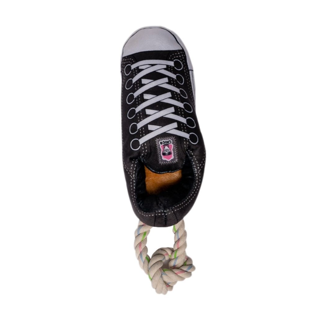 Squeaky Comfort Plush Sneaker Dog Toy – Black