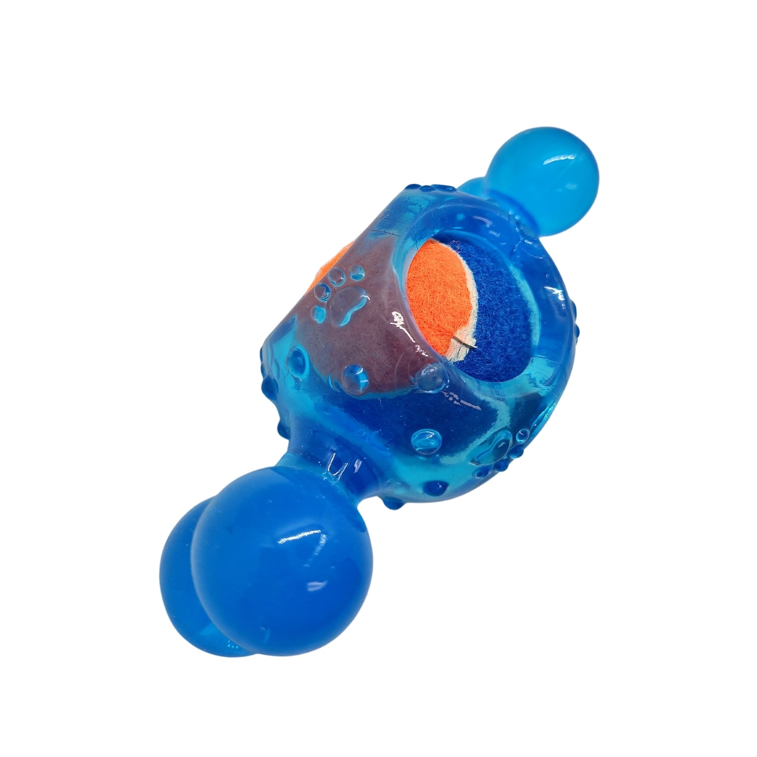 Blue Candy Shaped Dog Chew Toy with Squeaky Tennis Ball