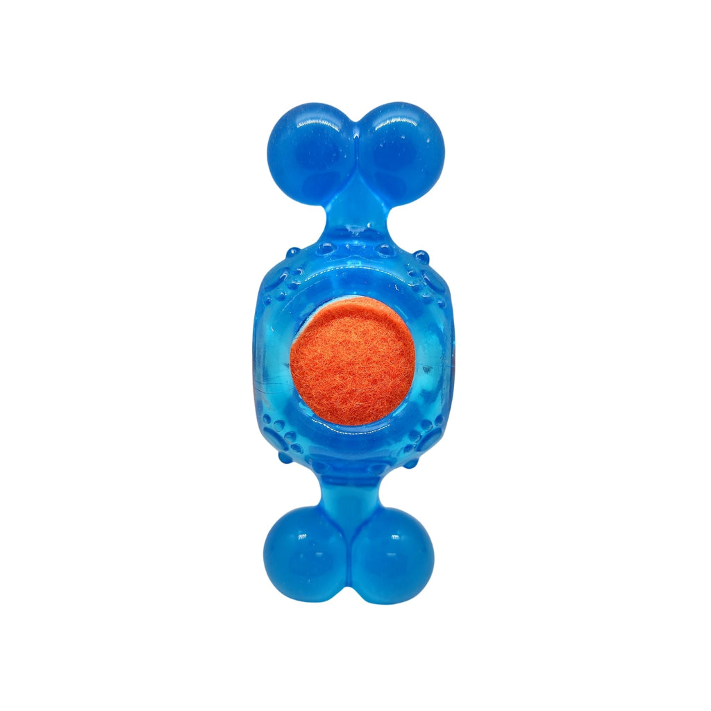Blue Candy Shaped Dog Chew Toy with Squeaky Tennis Ball