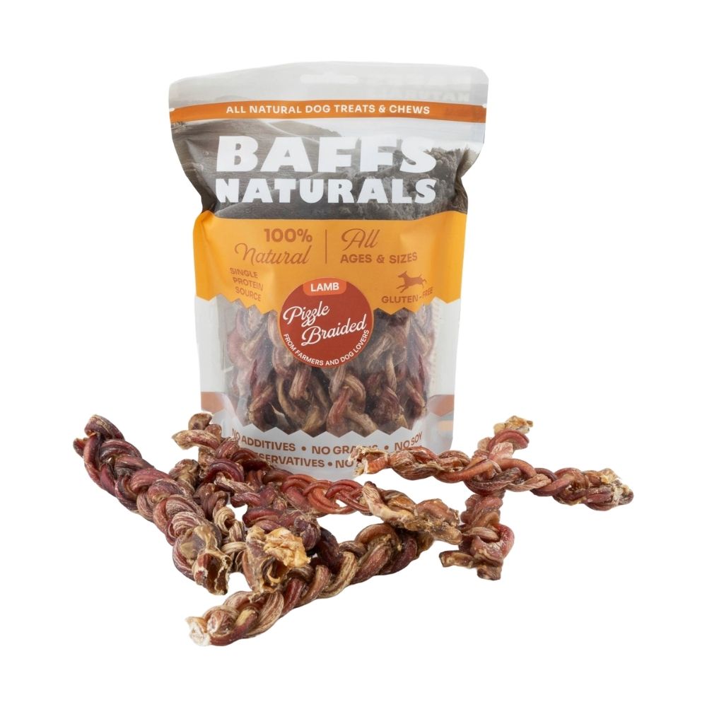 Braided Lamb Pizzle Chews for Dogs, 8oz Resealable Bag