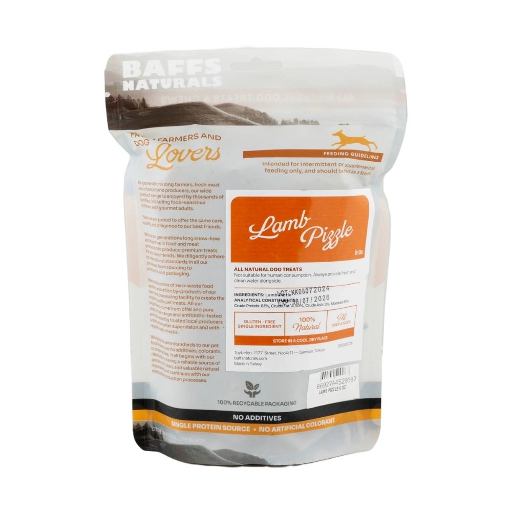 Braided Lamb Pizzle Chews for Dogs, 8oz Resealable Bag