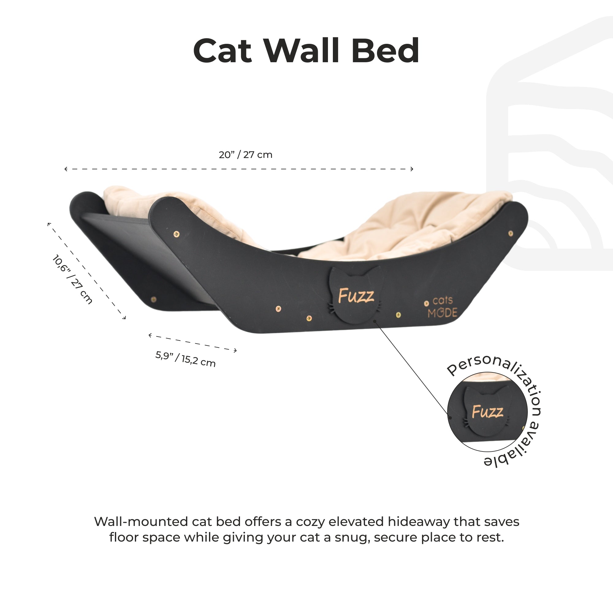 Curved Wall-Mounted Cat Bed – Space-Saving Lounger
