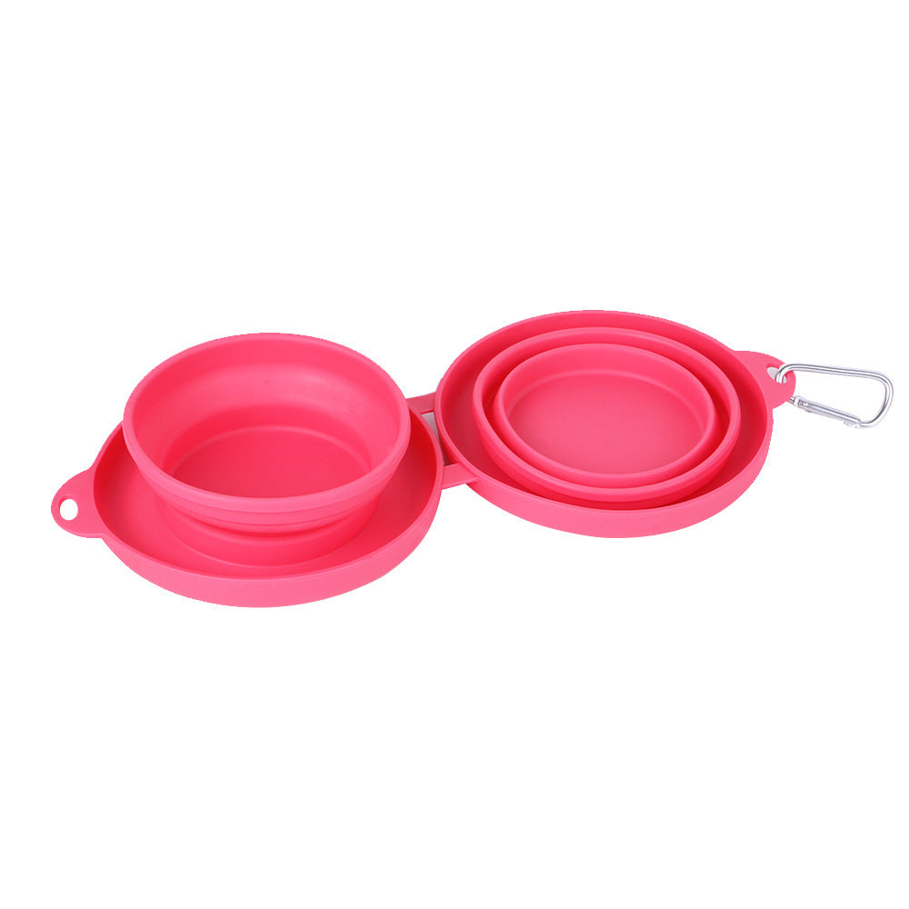 Collapsible Double Pet Bowl Set with Non-Slip Silicone Mat