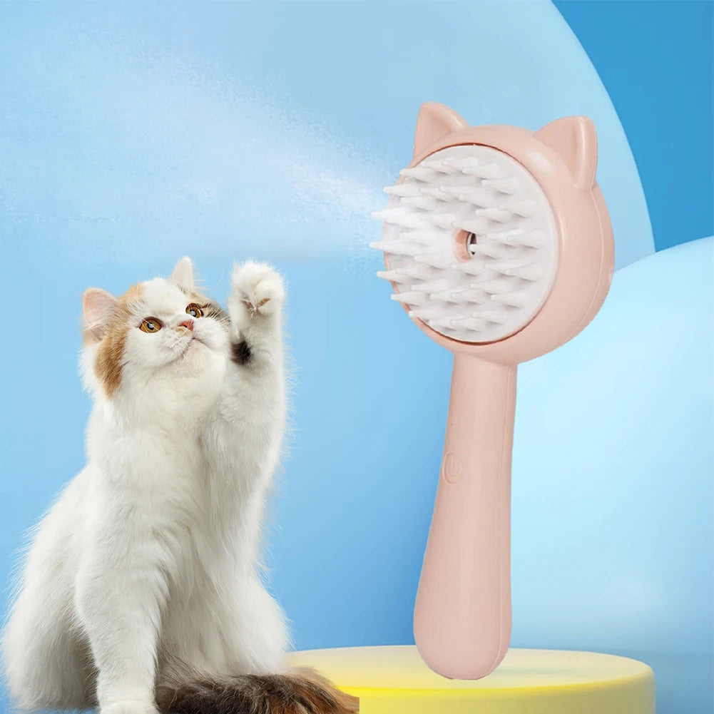 Rechargeable Pet Grooming Brush with Steam Massage, Yellow