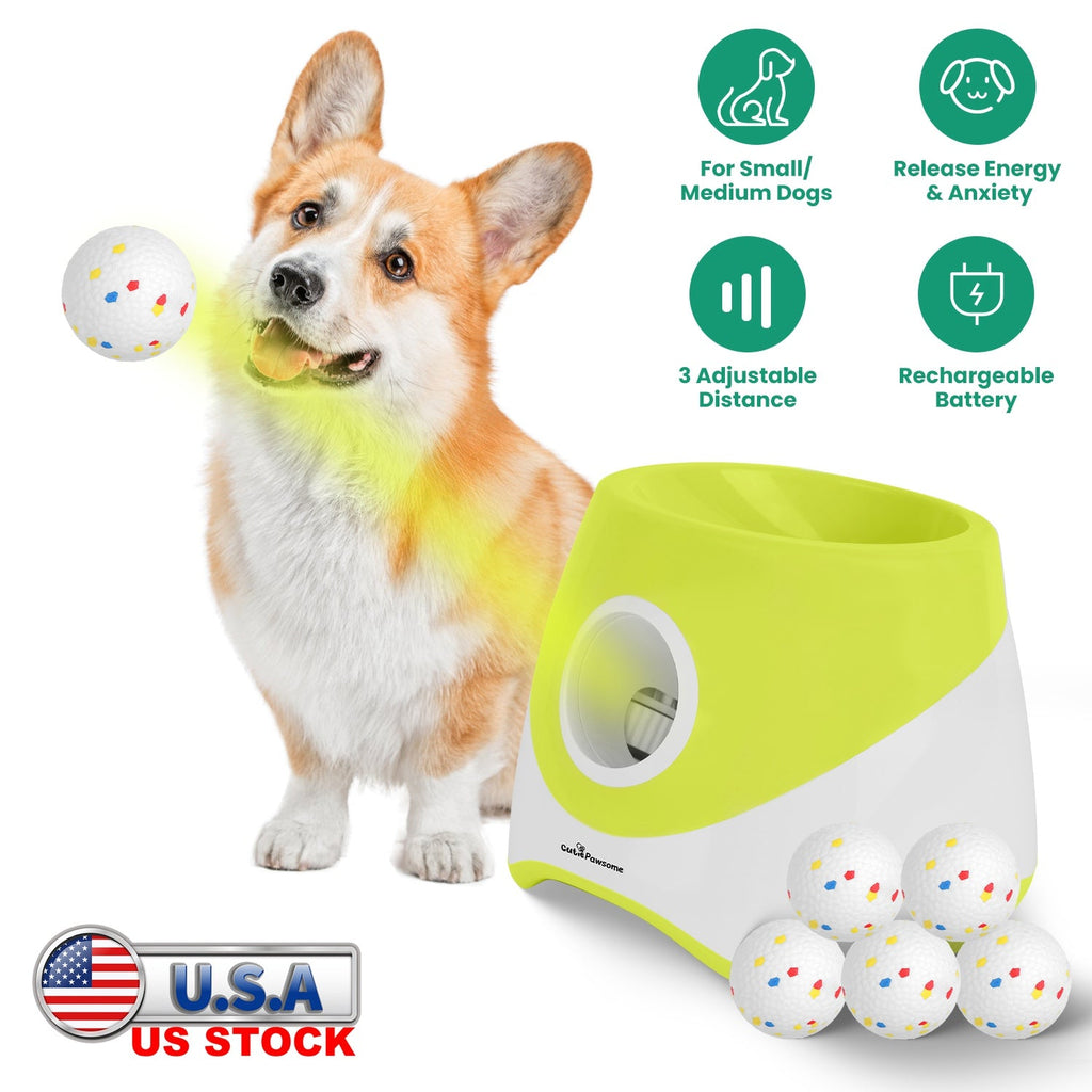 Automatic Ball Launcher for Small & Medium Dogs, 6 ETPU Balls Included