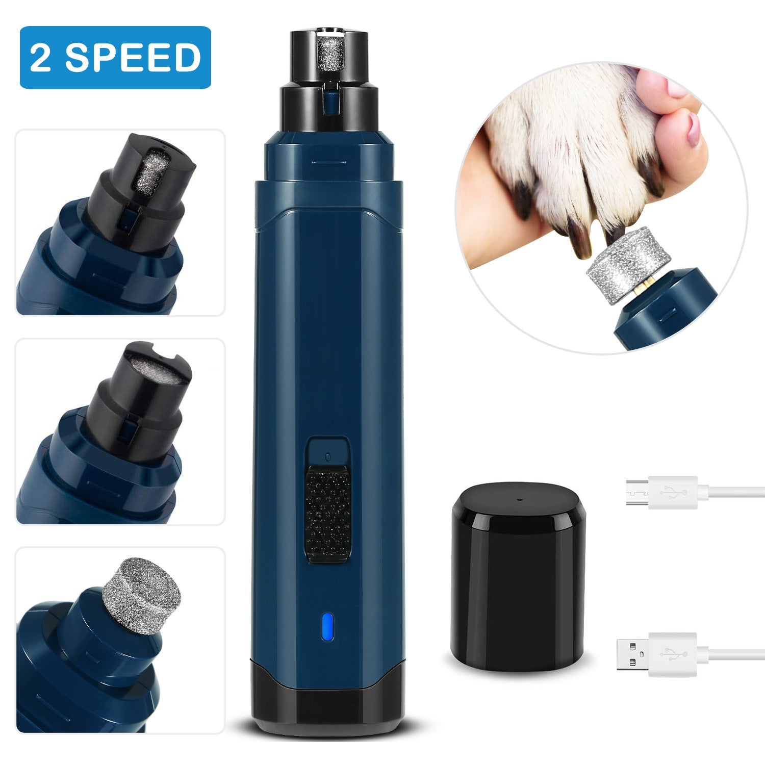 Professional Pet Nail Grinder for Small Pets, USB Rechargeable, Quiet Operation