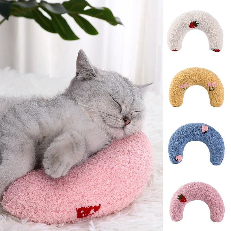 Half-Donut Faux Fur Pillow Bed for Cats & Small Dogs, 26 x 18 cm