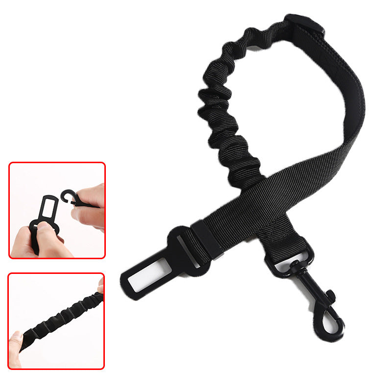 Pet Vehicle Retractable Safety Rope – Adjustable Nylon, Black