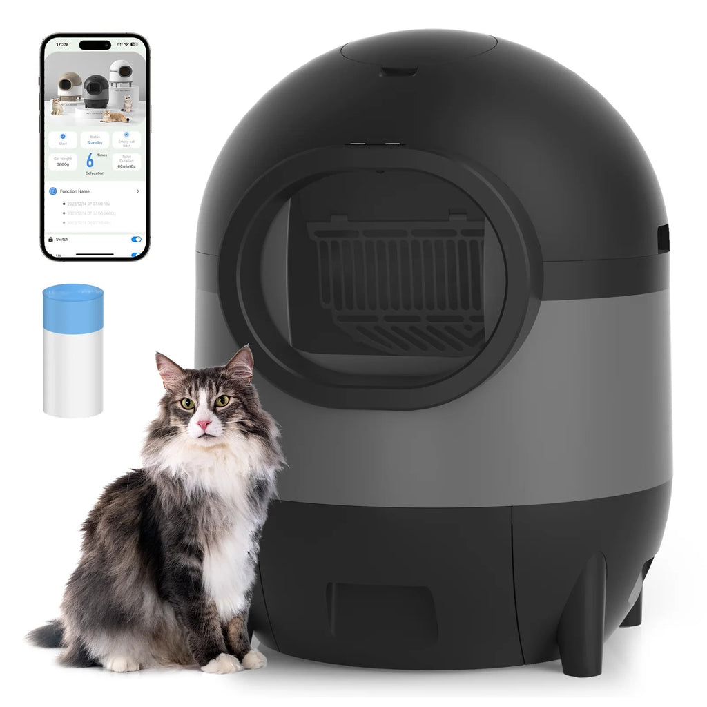 Self-Cleaning Cat Litter Box with App Control, 60L Capacity
