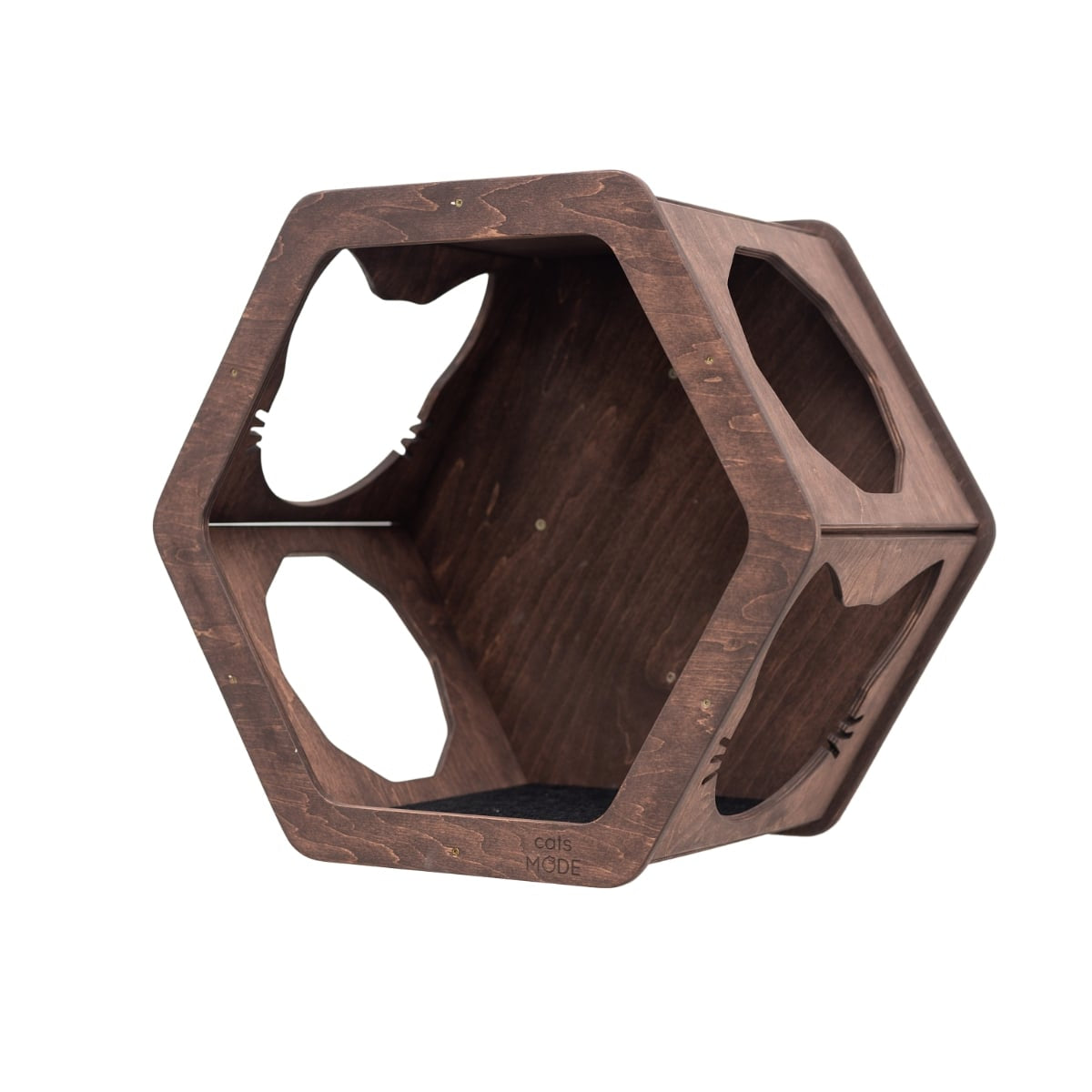 Hexagonal Cat Wall Shelves with Felt Pad – Modular, Customizable