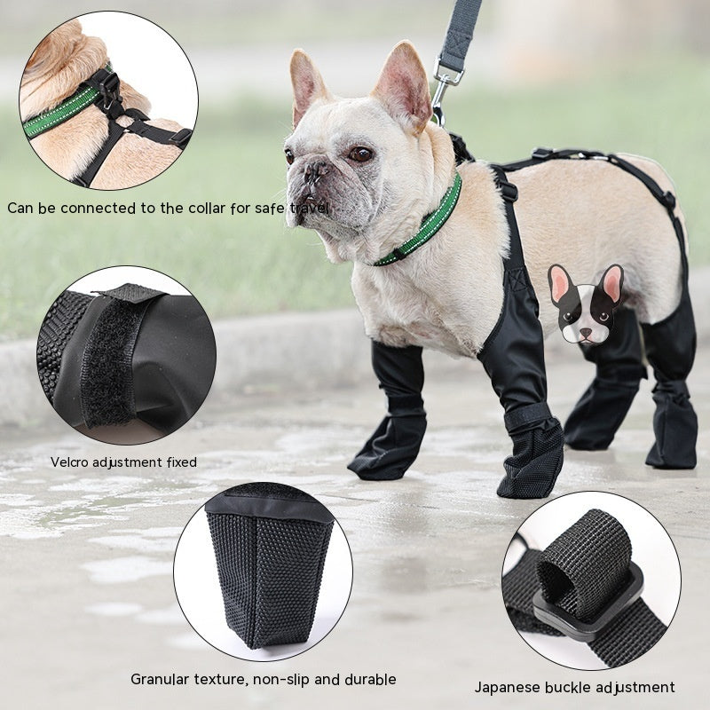 Soft Dog Paw Non-Slip Shoes, Waterproof, Black (Set of 4)